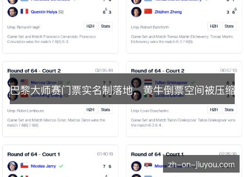 巴黎大师赛门票实名制落地,黄牛倒票空间被压缩 巴黎大师赛门票实名制落地,黄牛倒票空间被压缩